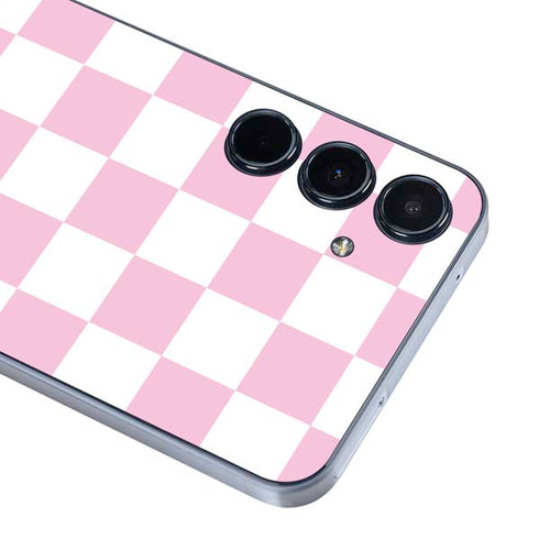 Pink and White Checkerboard Galaxy A55 5G Skin
