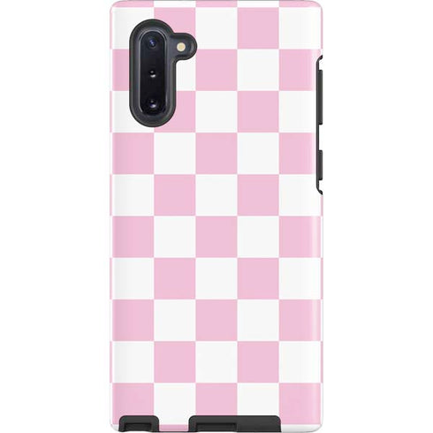 Pink and White Checkerboard Galaxy Cases