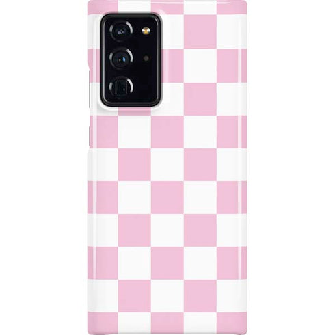 Pink and White Checkerboard Galaxy Cases