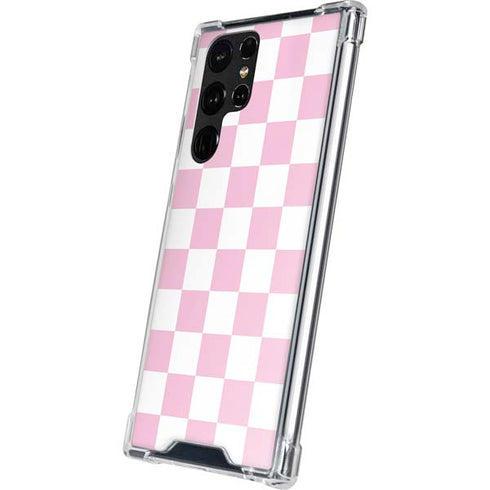 Pink and White Checkerboard Galaxy S23 Ultra Clear Case