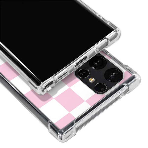 Pink and White Checkerboard Galaxy S23 Ultra Clear Case