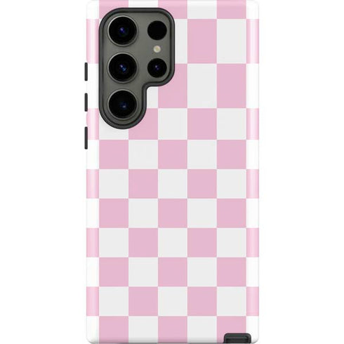 Pink and White Checkerboard Galaxy S23 Ultra Pro Case