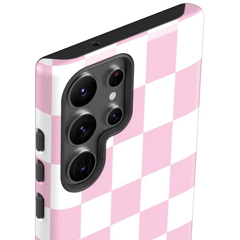Pink and White Checkerboard Galaxy S23 Ultra Pro Case