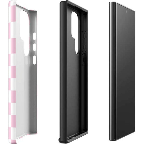 Pink and White Checkerboard Galaxy S23 Ultra Pro Case