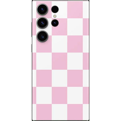 Pink and White Checkerboard Galaxy Skins