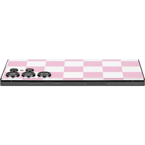 Pink and White Checkerboard Galaxy Skins