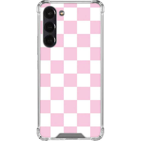 Pink and White Checkerboard Galaxy S24 FE Clear Case
