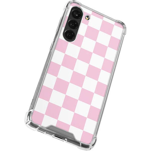 Pink and White Checkerboard Galaxy S24 FE Clear Case