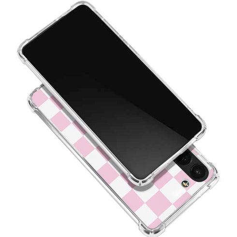 Pink and White Checkerboard Galaxy S24 FE Clear Case