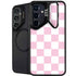 Pink and White Checkerboard Galaxy S24 FE Kickstand Case