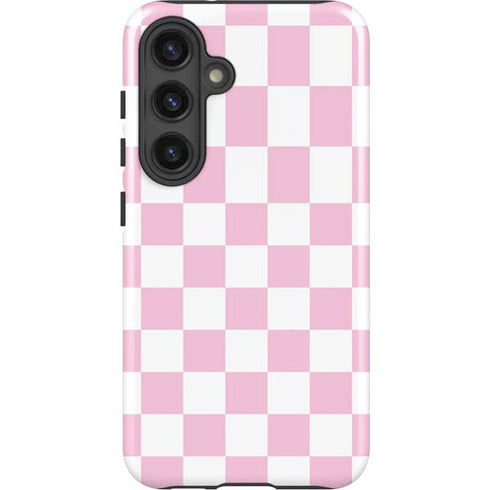 Pink and White Checkerboard Galaxy S25 Impact Case
