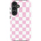 Pink and White Checkerboard Galaxy S25 Impact Case