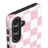 Pink and White Checkerboard Galaxy S25 Impact Case