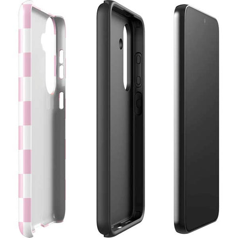 Pink and White Checkerboard Galaxy S25 Impact Case