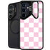 Pink and White Checkerboard Galaxy S25 Kickstand Case