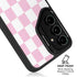Pink and White Checkerboard Galaxy S25 Kickstand Case