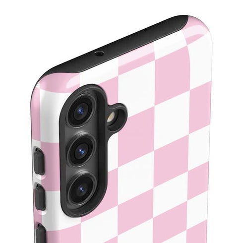 Pink and White Checkerboard Galaxy S25 Plus Impact Case
