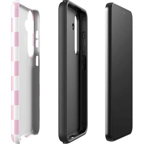 Pink and White Checkerboard Galaxy S25 Plus Impact Case