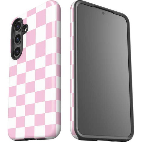 Pink and White Checkerboard Galaxy S25 Plus Impact Case