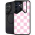 Pink and White Checkerboard Galaxy S25 Plus Kickstand Case