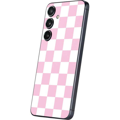 Pink and White Checkerboard Galaxy S25 Plus Skin