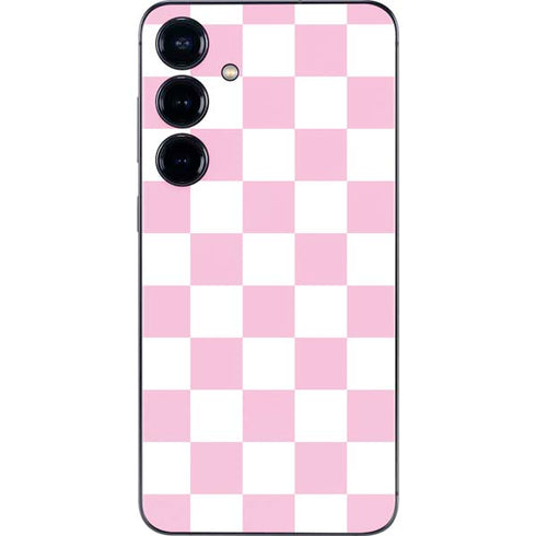 Pink and White Checkerboard Galaxy S24 Skin