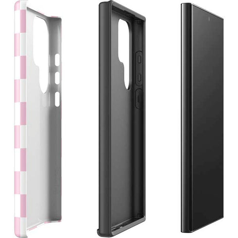 Pink and White Checkerboard Galaxy S25 Ultra Impact Case
