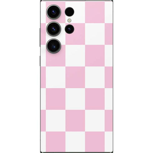 Pink and White Checkerboard Galaxy S24 Ultra Skin