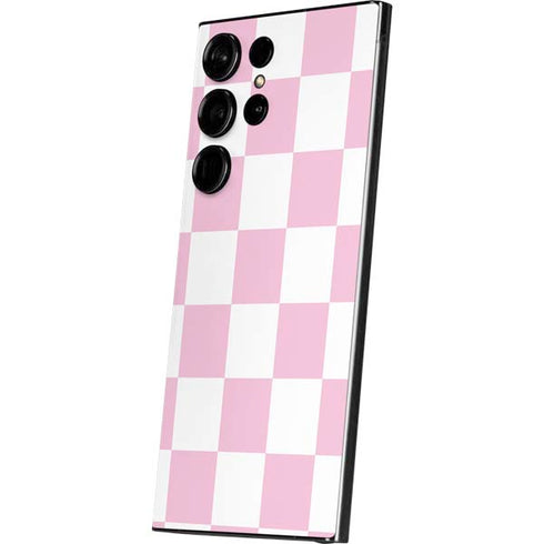 Pink and White Checkerboard Galaxy S24 Ultra Skin