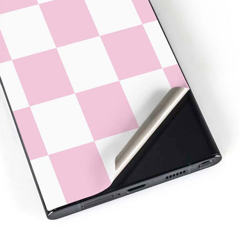 Pink and White Checkerboard Galaxy S25 Ultra Skin