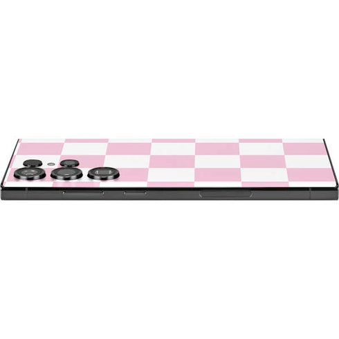 Pink and White Checkerboard Galaxy S24 Ultra Skin