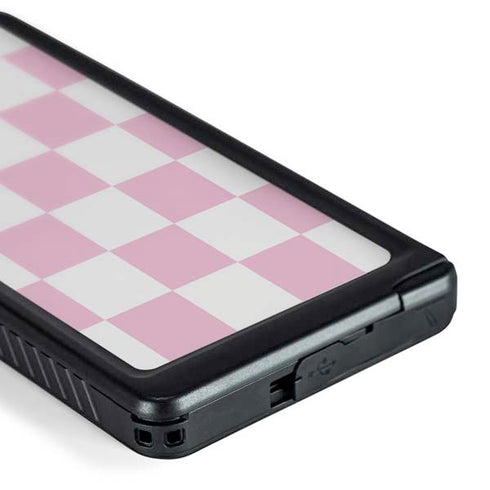 Pink and White Checkerboard Galaxy S24 Ultra Waterproof Case