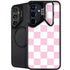 Pink and White Checkerboard Galaxy S25 FE Kickstand Case