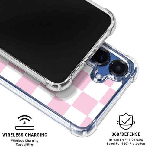 Pink and White Checkerboard Galaxy S25 Plus Clear Case