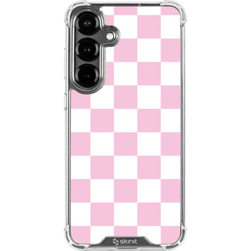 Pink and White Checkerboard Galaxy S26 Clear Case