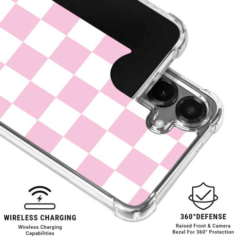 Pink and White Checkerboard Galaxy S26 Clear Case