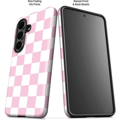 Pink and White Checkerboard Galaxy S26 Impact Case