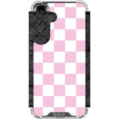 Pink and White Checkerboard Galaxy S26 Plus Clear Case