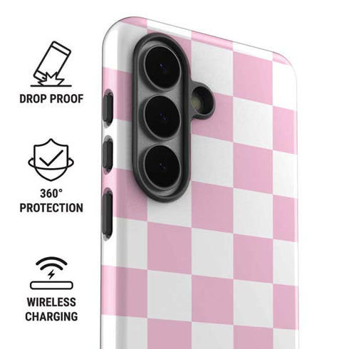 Pink and White Checkerboard Galaxy S26 Plus Impact Case