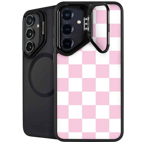 Pink and White Checkerboard Galaxy S26 Plus Kickstand Case