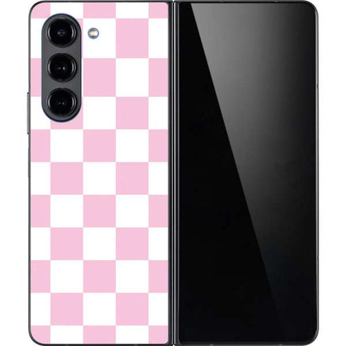 Pink and White Checkerboard Galaxy Z Fold5 5G Skin