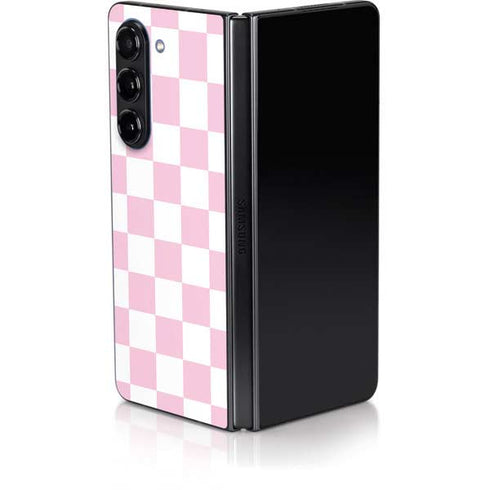 Pink and White Checkerboard Galaxy Z Fold5 5G Skin