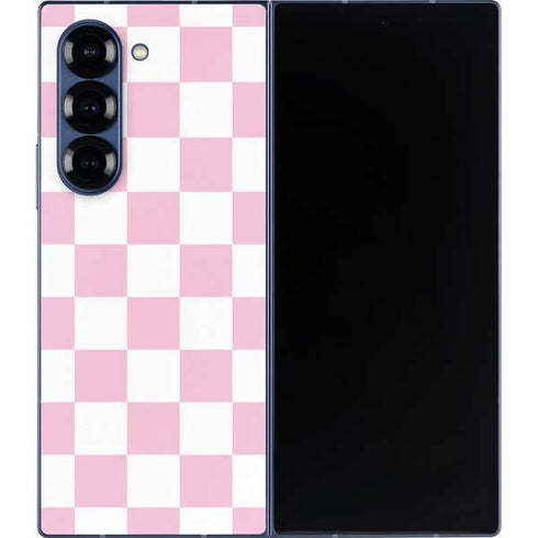 Pink and White Checkerboard Galaxy Z Fold6 Skin