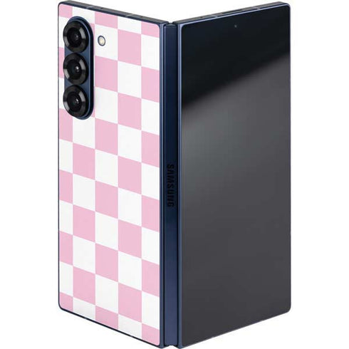 Pink and White Checkerboard Galaxy Z Fold6 Skin