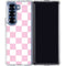 Pink and White Checkerboard Galaxy Z Fold7 Clear Case