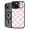 Pink and White Checkerboard iPhone 13 Kickstand Case