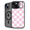Pink and White Checkerboard iPhone 14 Plus Kickstand Case