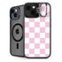 Pink and White Checkerboard iPhone 14 Plus Kickstand Case