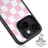 Pink and White Checkerboard iPhone 14 Plus Kickstand Case