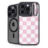 Pink and White Checkerboard iPhone 14 Pro Kickstand Case
